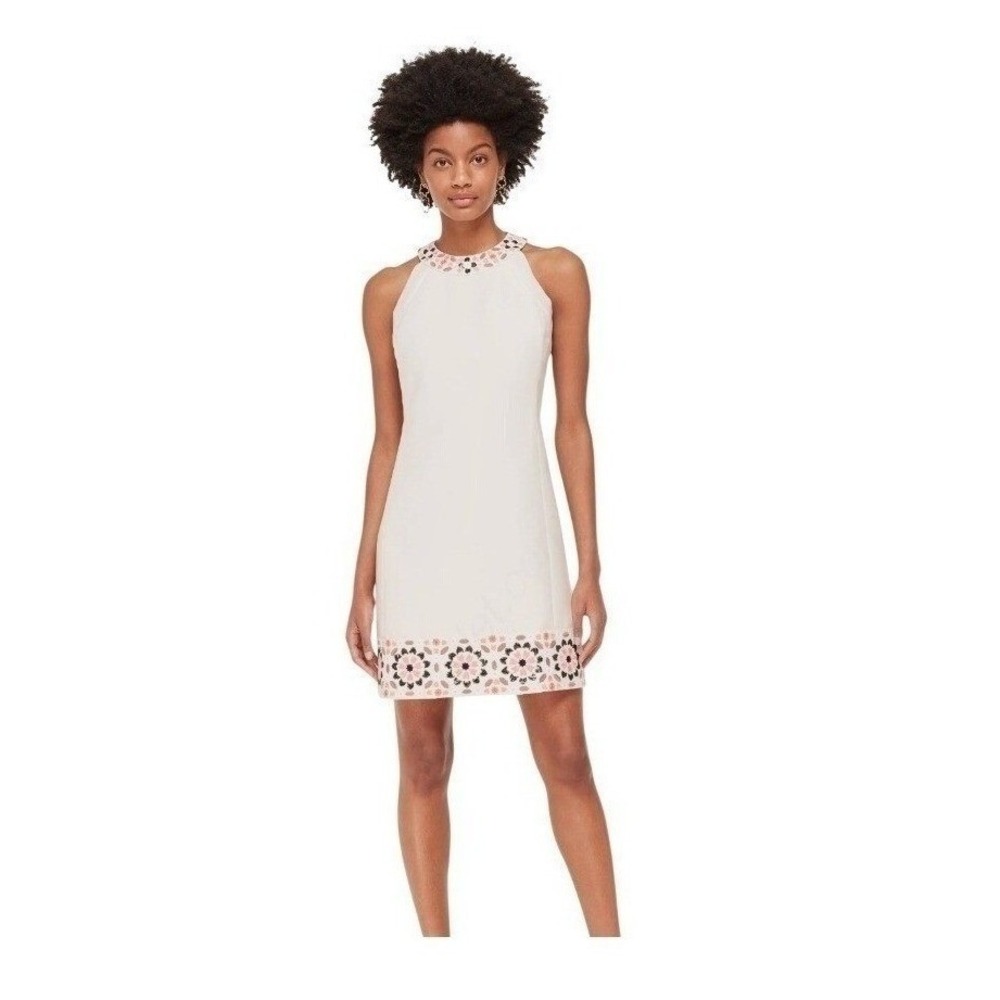 Kate Spade Mosaic Embellished Dress By The Pool Shift Dress Pearl Pink 10